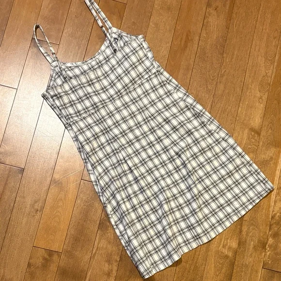 Hollister White Plaid Mini Dress with Black and Grey Stripes - Picture 3 of 6